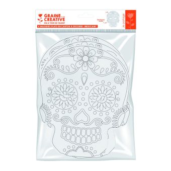 Sachet de 6 masques plats carton - tète mexicaine 2