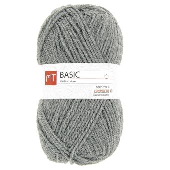 Pelote de fil à tricoter MT basic gris chiné 