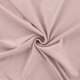 Maille jersey coton rayure fine 1mm écru et rose