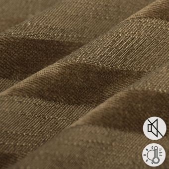 Tissu toile rayure horizontale chenille marron