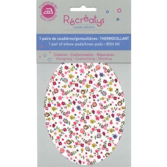 Coude/genou thermocollant fleuri vieux rose