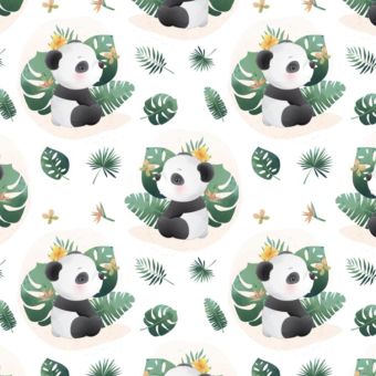 Tissu Impermeable Monstera Panda, coupon 1m x laize (155cm)