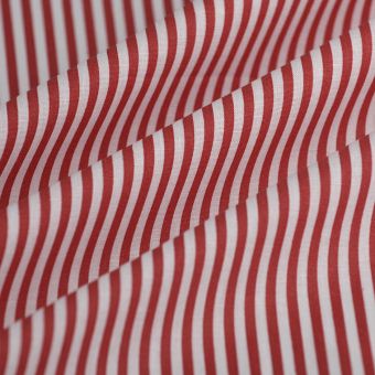 Tissu cretonne petite rayure rouge