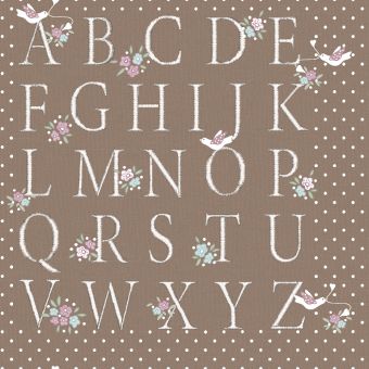 Tissu patchwork coton abcd marron 