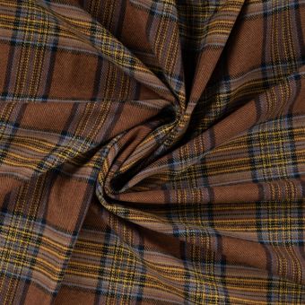 Tissu flanelle douce tartan marron