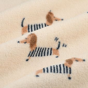 Tissu douillette chiens écru