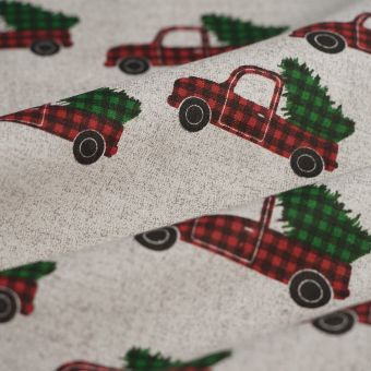 Tissu de Noël coton sapin en route