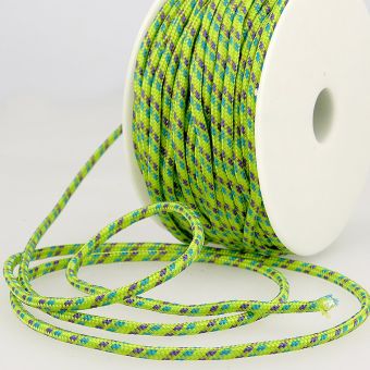 Cordon lacet rond 3mm vert citron multico au mètre