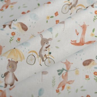 Tissu cretonne dig rosée multicolore