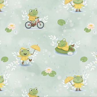 Tissu Softshell Grenouille Verte, coupon 1m x laize (145cm)