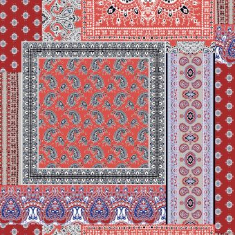 Tissu Popeline de viscose motifs bandanas rouge