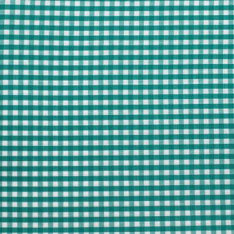 Tissu Popeline Coton mercerise motif vichy 3 mm emeraude