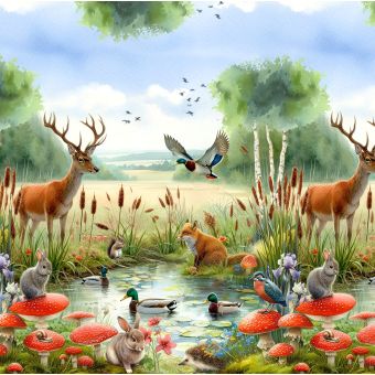 Toile cirée Bambi Nature roulée et sans plis