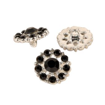 Bouton strass noir 18mm