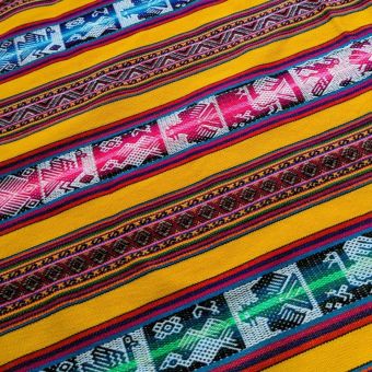 Tissu andin CHINCHERO – Aguayo JAUNE au mètre – textile Inca