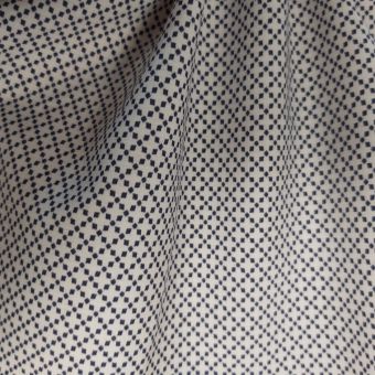 Percale coton chemise blanche impression digitale losange diamant bleu