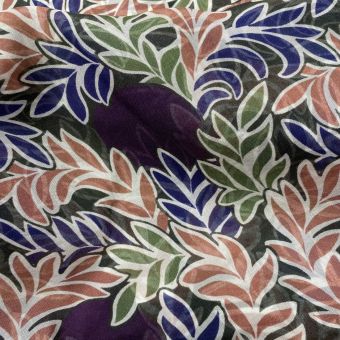 Tissu Liberty soie feuilles vertes roses