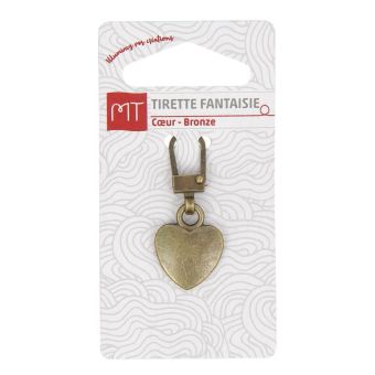 Tirette fantaisie coeur bronze MT
