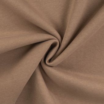 Tissu molleton sweat coton uni taupe chiné
