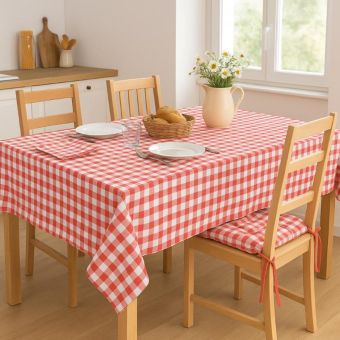 Nappe poulpette vichy 150x250cm vichy rouge