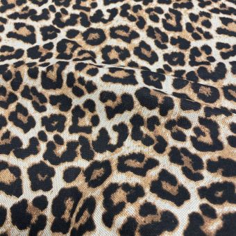 Tissu bachette linenlook léopard marron