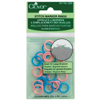 Marqueur de maille bleu et rose assortiment x30 - Clover