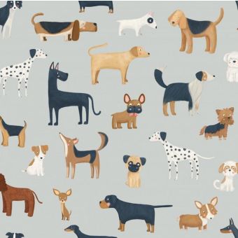 Tissu Impermeable Chiens Copains, coupon 1m x laize (155cm)