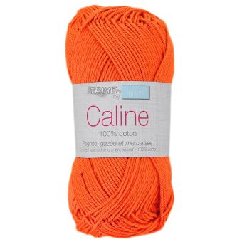 Pelote fil à tricoter Caline 50g 100% coton mercerisé - Col. 121 Orange vif
