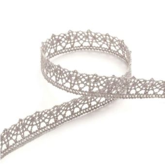 Ruban dentelle 12 mm gris clair