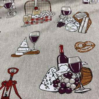 Tissu bachette linenlook imprimé apero multico