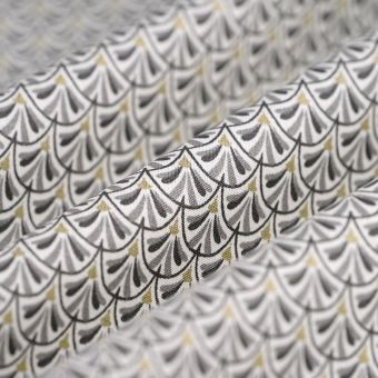 Tissu cretonne enduite écaille gris
