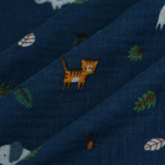 Tissu double gaze savane bb bleu foncé