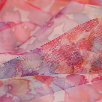 Tissu résille imprimée Fleurs multicolore