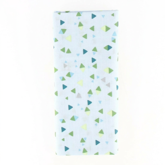 Coupon tissu 100% coton triangles géométriques 45x55cm bleu clair