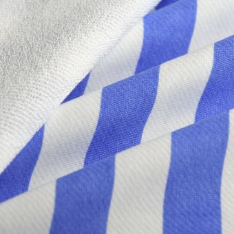 Tissu French terry relief rayure bleu blanc