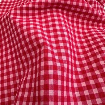 Tissu Seersucker Vichy Rouge Carreau 8mm 100% Coton