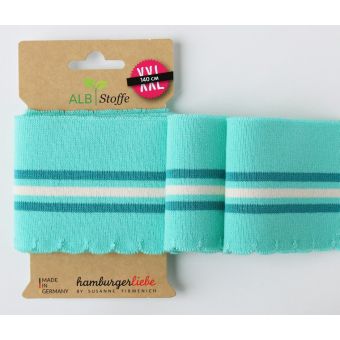 Poignet bord-côte bio cuff me Wave vert d'eau - Albstoffe