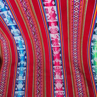 Tissu andin CHINCHERO – Aguayo ROUGE au mètre – textile Inca