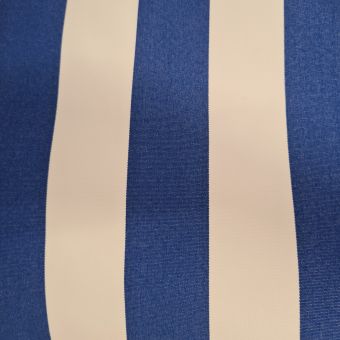 Toile unie Outdoor polyskin anti-uv et Teflon rayé bleu blanc 150 cm