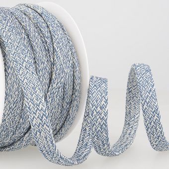 Cordon tressé plat chiné bleu marine 12mm