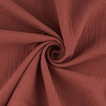 Tissu double gaze coton bio bordeaux