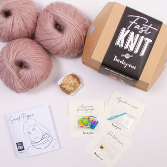 Kit DIY tricot - Fast Knit snood Pipper poudre or sans aiguilles