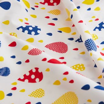 Tissu percale bio gouttes géométriques 