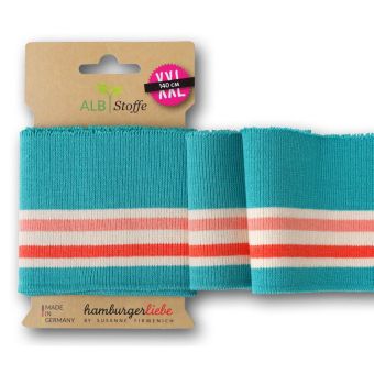 Poignet bord-côte college bio 140cm canard rayé corail - Albstoffe