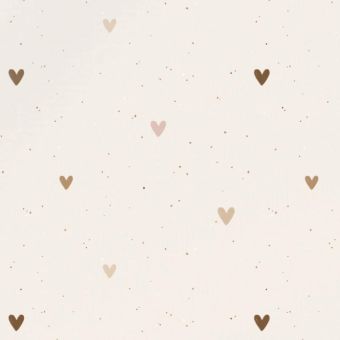 Tissu Impermeable Coeurs Poesie Beige, coupon 1m x laize (155cm)