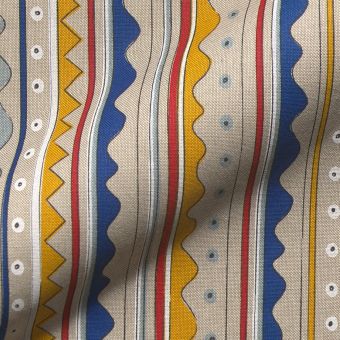 Tissu coton épais bachette effet lin motifs éthniques