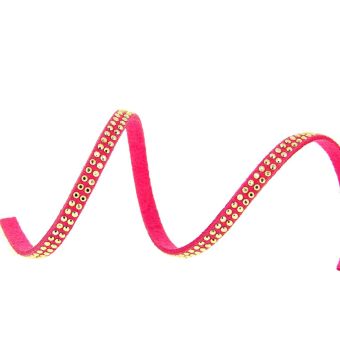 Ruban clouté double rose fuchsia 5 mm