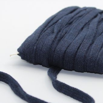 Cordon lacet coton 10 mm marine