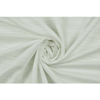Coupon 300x150cm de Twill léger en lin et coton blanc crème à rayures