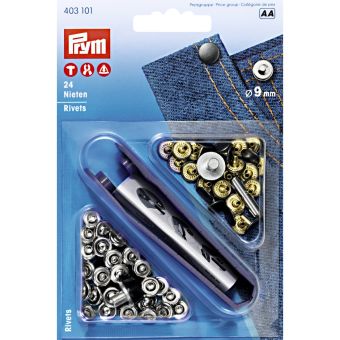 Rivets, 9mm, argenté